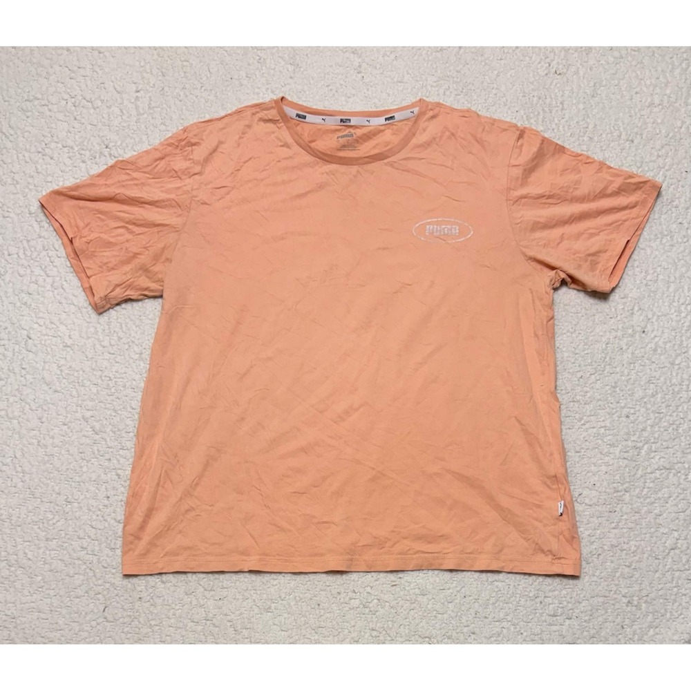 PUMA Mens T-shirt Basic Size L Orange Solid Embroidered Logo Forever Better